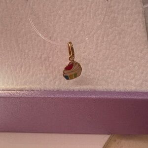 Solid Gold Cupcake Charm Pendant
